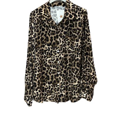Camisa viscosa estampado leopardo