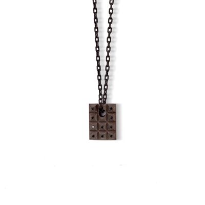 Tag eco collection borchie titanium, 3 black diamonds , red gold 9 kt and chain.-