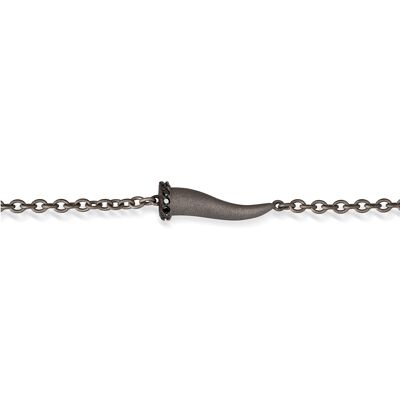 Bracelet charms lucky horn enamelled black made in titanium, 5  and chain-