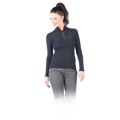 Merino long-sleeved shirt women - VEGA - 100% merino wool (zip)