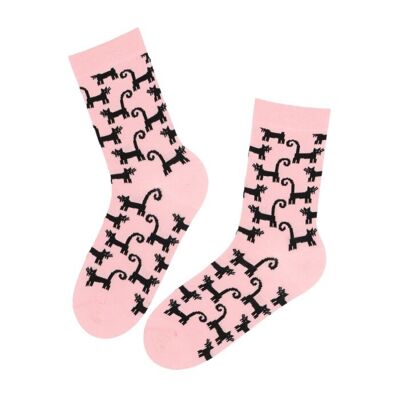 BLACKCAT Baumwollsocken mit Katzen Größe 6-9