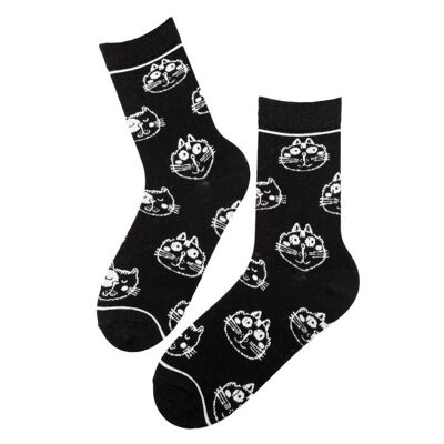 CAT CLUB schwarze Baumwollsocken für Damen