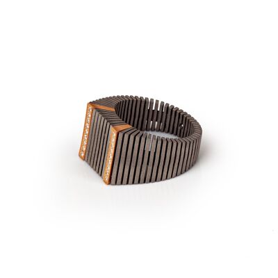 Ring  linear titanium,red gold 18 kt and 18 white diamonds-19