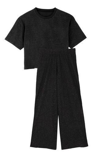Pyjama Long Coton Bio - Paillettes Noir 2