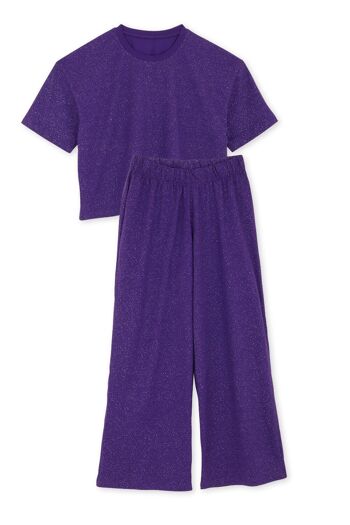 Pyjama Long Coton Bio - Paillettes Violet 2