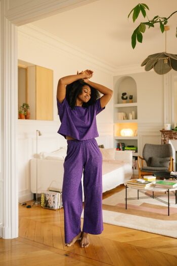 Pyjama Long Coton Bio - Paillettes Violet 5