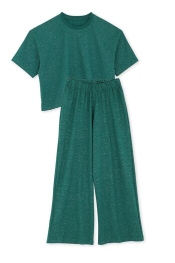 Pyjama Long Coton Bio - Paillettes Vert 2