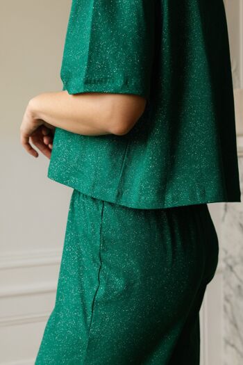 Pyjama Long Coton Bio - Paillettes Vert 7
