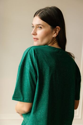 Pyjama Long Coton Bio - Paillettes Vert 10