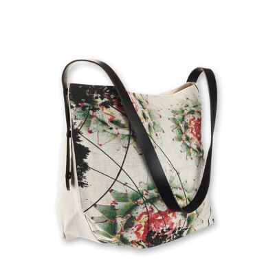 Linen shoulder bag “Artichoke flowers”