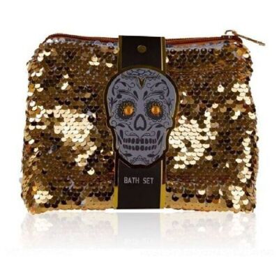 Set regalo da bagno con teschio glitterato