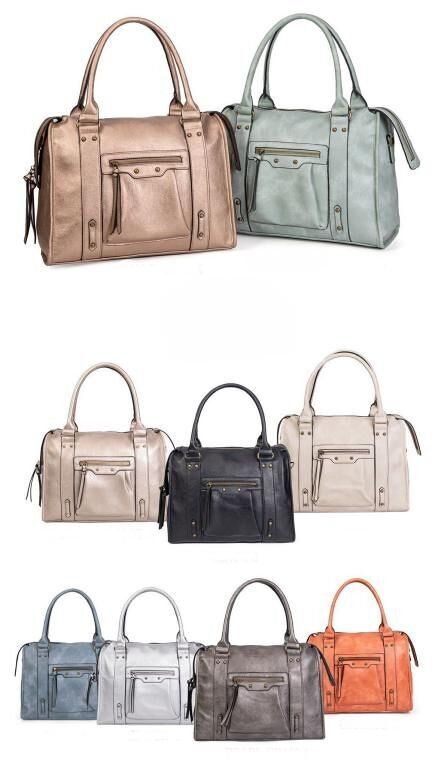 Borsa a tracolla grande in materiale sintetico con tasche esterne