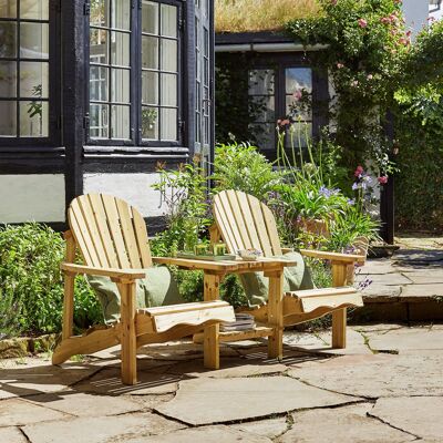 Doppelte Adirondack Love Seat-Bank aus Holz