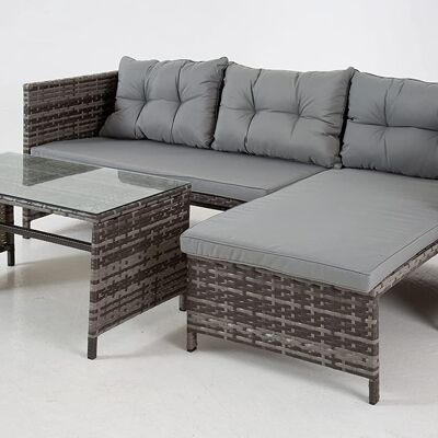 Il set in rattan angolare grigio Riverside