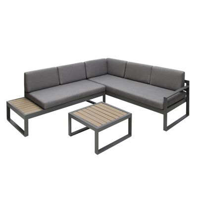 Conjunto de sofás de aluminio para exterior Positano de 5 plazas con mesa de centro