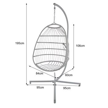 Azura Suspendu Egg Chair - Swing Pod Egg Chair - Grand avec coussins gris profond 8