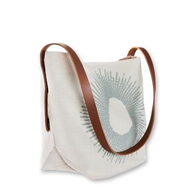 “Soleil Bleu” linen shoulder bag