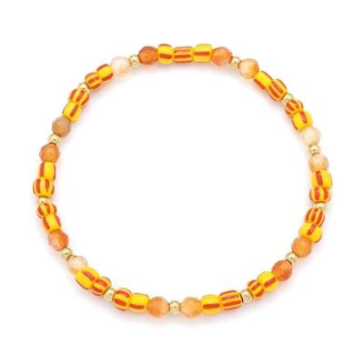 Steel bracelet glass beads natural metal beads