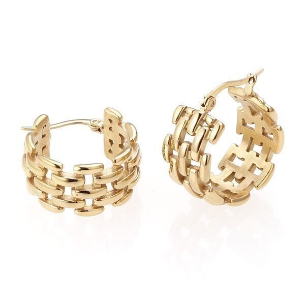 Große, quadratische Creolen aus Stahlgeflecht