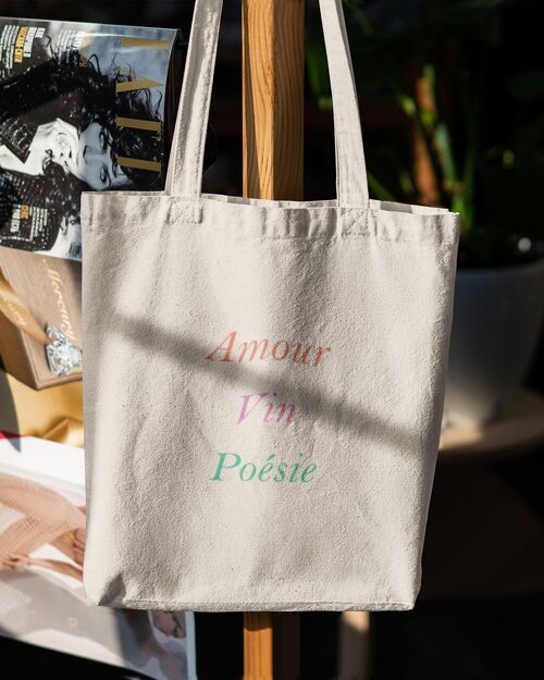 Tote bag "Amour vin poésie"