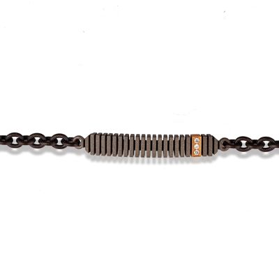 Bracelet  linear made in titanium, red gold 18 kt, white diamonds and chain.-l