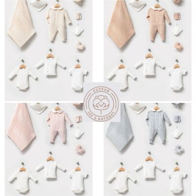 Set di maglieria in cotone per bambini stile intrecciato neonato 0-3 mesi 10 pezzi