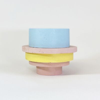 Totemico Medium Pot- Blue, Yellow and Blush Pink