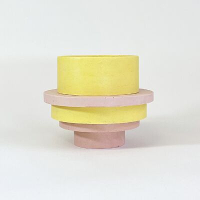 Totemico vaso medio: rosa cipria e giallo