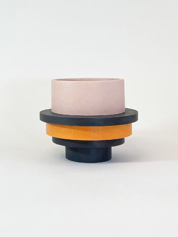 Pot moyen Totemico - Rose blush, noir et orange