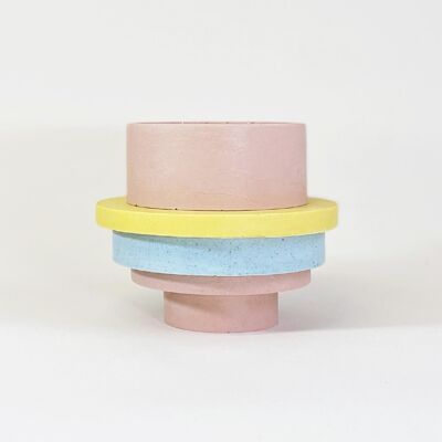 Totemico Medium Pot- Blush Pink, Yellow and Blue