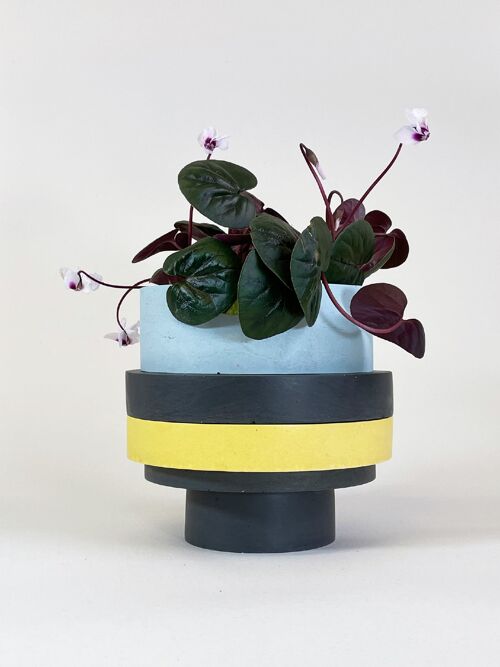 Totemico Large Pot- Blue, Yellow and Black