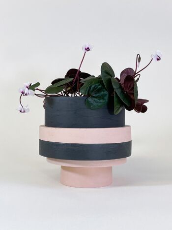 Grand Pot Totemico - Noir et Rose Blush 1