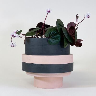 Grand Pot Totemico - Noir et Rose Blush