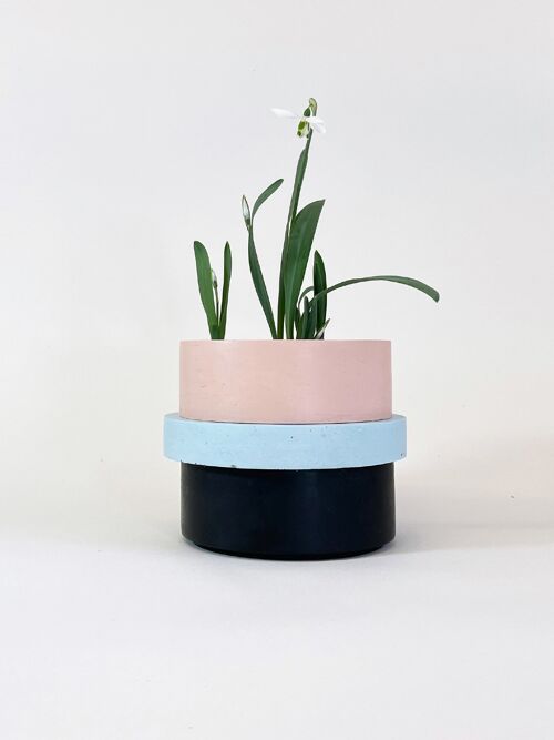 Totemico Large Pot- Blush Pink, Blue and Black