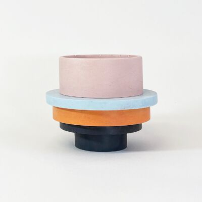 Pot moyen Totemico - Rose blush, noir, bleu et orange