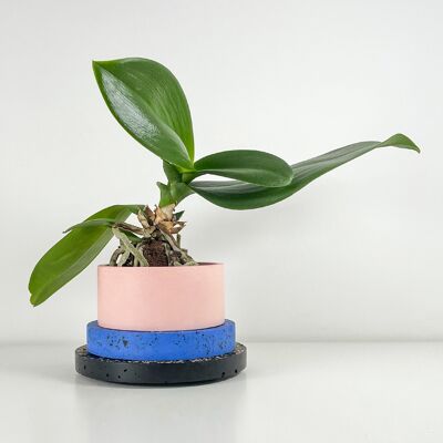 Pot Piccolo Noir, Bleu Cobalt et Rose