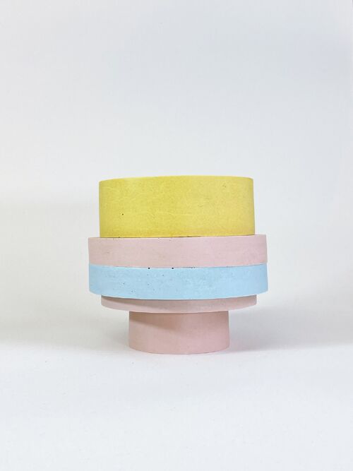 Totemico Large Pot-Yellow, Blue and Blush Pink