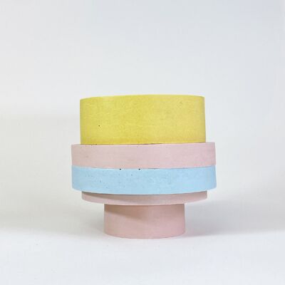 Totemico Large Pot-Yellow, Blue and Blush Pink