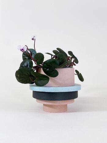 Pot moyen Totemico - Bleu, Noir et Rose Blush 1