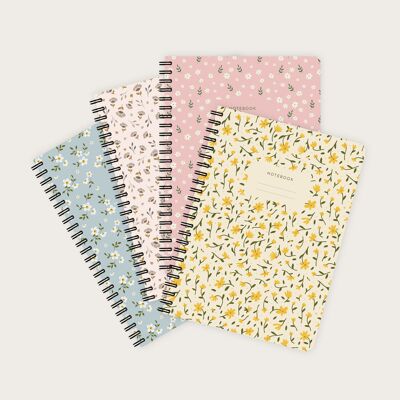 Set of 4 A5 | Notepads Boho Floral Pattern
