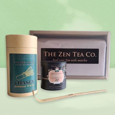 Set regalo tradizionale con tè matcha biologico color smeraldo | Kit iniziale per il Matcha