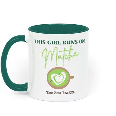 Taza de cerámica de dos tonos para los amantes del té verde Matcha - This Girl Runs On Matcha