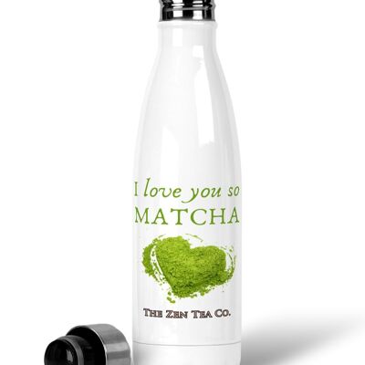 Premium-Wasserflasche aus Edelstahl für Liebhaber von Matcha-Grüntee – „I love you so matcha“.