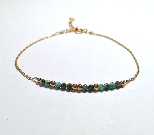 Bracelet en Acier Inoxydable Doré avec Perles de Turquoise Africaine