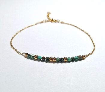 Bracelet en Acier Inoxydable Doré avec Perles de Turquoise Africaine 1