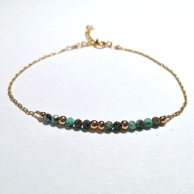 Gold Stainless Steel Bracelet with African Turquoise Beads