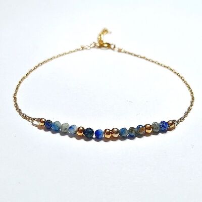 Gold Stainless Steel Bracelet with Sodalite Beads