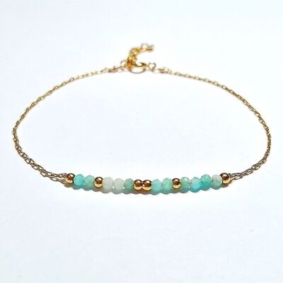 Gold Stainless Steel Bracelet with Amazonite Beads