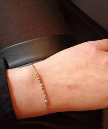 Bracelet en Acier Inoxydable Doré avec Perles de Tourmaline 2