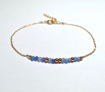 Bracelet en Acier Inoxydable Doré avec Perles d'Aventurine Bleue 1